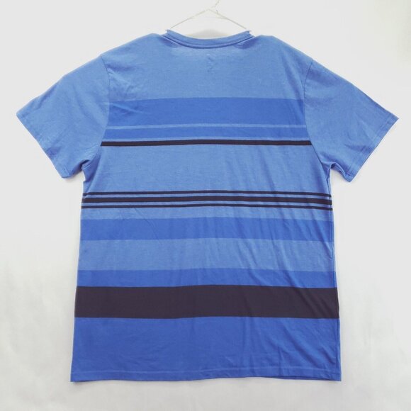 Volcom T-Shirt Mens XL Blue Black Striped Cotton V-Neck Pullover Classic Tee - Picture 2 of 9